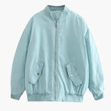 Damen Bomberjacke mit Reißverschluss und Fronttaschen – Himmelblau