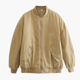 Damen Bomberjacke mit Reißverschluss und Fronttaschen – Khaki