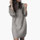 Damen Pulloverkleid mit Rollkragen – Grau
