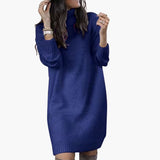 Damen Pulloverkleid mit Rollkragen – Blau