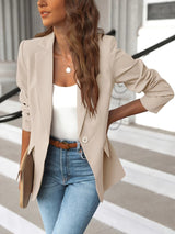 Damen Blazer Suede-Look Maßgeschneidert – Khaki