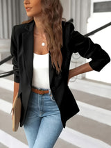 Damen Blazer Suede-Look Maßgeschneidert – Schwarz