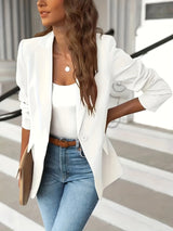Damen Blazer Suede-Look Maßgeschneidert – Weiß