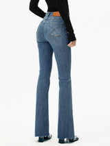 Damen Bootcut Jeans Hochbund Denim Stretch – Marineblau