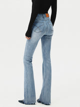 Damen Bootcut Jeans Hochbund Denim Stretch – Hellblau