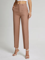 Damen Cropped Hose Regulär – Hellbraun