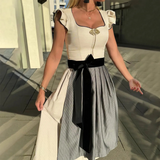 Damen Dirndl Kleid Baumwolle Festlich Traditionell – Weiß