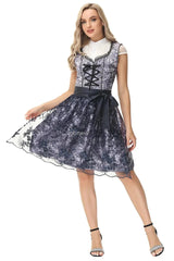 Damen Dirndl Kleid Baumwolle Traditionell Figurbetont – Schwarz