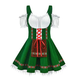 Damen Dirndl Kleid Traditionell Elegant mit Passender Schürze – Grün
