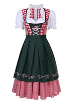 Damen Dirndl Kleid Traditionell Elegant mit Passender Schürze – Dunkelgrün