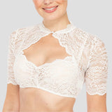 Damen Dirndlbluse Spitze Elegant mit Verführerischem Ausschnitt und Hochwertiger Baumwolle – Weiß