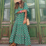 Damen Elegantes Luftiges Maxikleid | Maxi Sommer Kleid – Dunkelgrün