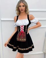 Damen Schulterfreies Klassisches Dirndlkleid | Mini – Schwarz