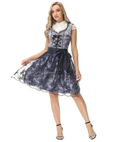 Damen Klassisches Bedrucktes Dirndlkleid | Mini – Schwarz