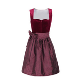 Damen Elegantes Kontrast Dirndl Kleid | Festlich Midi – Rot