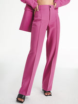Damen Gerade Hosen Woven Stoff Hochtailliert – Fuchsia