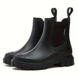 Damen Gummistiefel Wasserfest Modisch Gefüttert – Schwarz