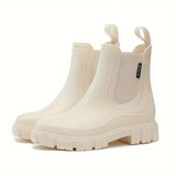 Damen Gummistiefel Wasserfest Modisch Gefüttert – Beige