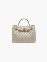 Damen Handtasche Gewebt Strukturierte Eleganz – Creme