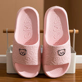 Damen Hausschuhe Baumwolle Rutschfestes Cartoon-Bären-Design – Rosa