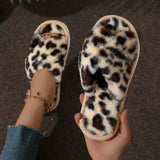 Damen Hausschuhe Textil Offene Zehenpartie Kreuzband-Design – Leoparden