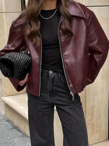 Damen Jacke Hochwertiges Gewebe Klassischer Stil – Bordeaux Rot