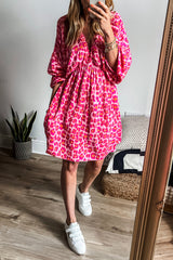 Damen Kleid Leopardenmuster Hochwertiger Stoff Elegantes Design – Rosa