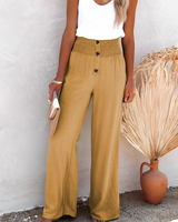 Damen Leinenhose Baumwolle Weit Beinig – Gelb