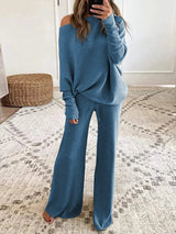 Damen Lounge Set Baumwolle – Blau
