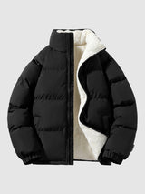 Herren Jacke | Gepolsterte Struktur mit Kapuzenanbindung – Schwarz