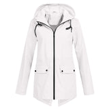 Damen Regenjacke Wasserdicht Atmungsaktiv Mit Kapuze – Weiß