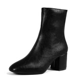 Damen Schuhe Mittelhoher Absatz Mit Seitlichem Reißverschluss Spitze Form – Schwarz
