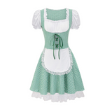 Damen Dirndl im Landhausstil | Trachtenkleid mit Bluse und Schnürung – Grün