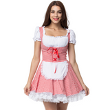 Damen Dirndl im Landhausstil | Trachtenkleid mit Bluse und Schnürung – Rot