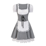Damen Dirndl im Landhausstil | Trachtenkleid mit Bluse und Schnürung – Schwarz