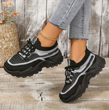 Damen Sneakers Atmungsaktiv Elastisch Komfortabel – Schwarz