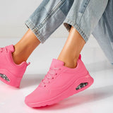 Damen Sneakers Leder Komfort Stilvoll – Knallpink