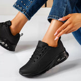 Damen Sneakers Leder Komfort Stilvoll – Schwarz
