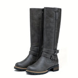 Damen Stiefel Leder Elegant Schwarz – Grau