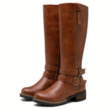Damen Stiefel Leder Elegant Schwarz – Dunkelbraun