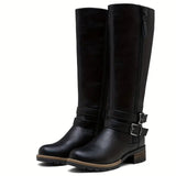 Damen Stiefel Leder Elegant Schwarz – Schwarz