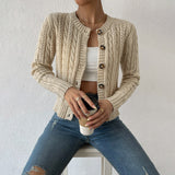 Damen Strickjacke Langarm Weiches Strickmaterial Modisch – Beige