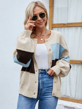 Damen Strickjacke mit Knöpfen aus Hochwertigen Materialien – Elegante Cardigan für Vielseitige Outfits – Sand