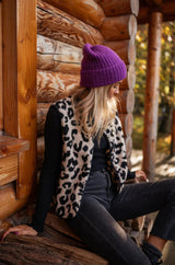 Damen Strickweste mit Leoparden-Print und Knopfverschluss – Leopard