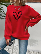 Damen Sweatshirt Baumwolle Herzmotiv – Rot