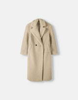 Damen Teddy-Mantel Lang Warm Weich Klassischer Stil – Beige