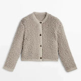 Damen Teddy-Mantel Winter Hochwertiger Stoff Elegant – Khaki