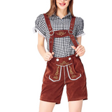 Damen Trachtenanzug Lederhosen Mit Bluse Elegant – Braun-schwarz