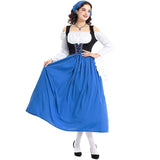 Damen Trachtenkleid Baumwolle Schulterfrei Elegant – Blau