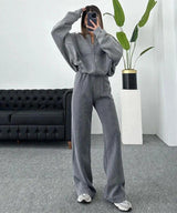 Damen Tracksuit Set Bequem Minimalistisch – Grau